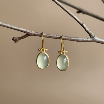 Vintage Style Green Moonstone Drop Earrings
