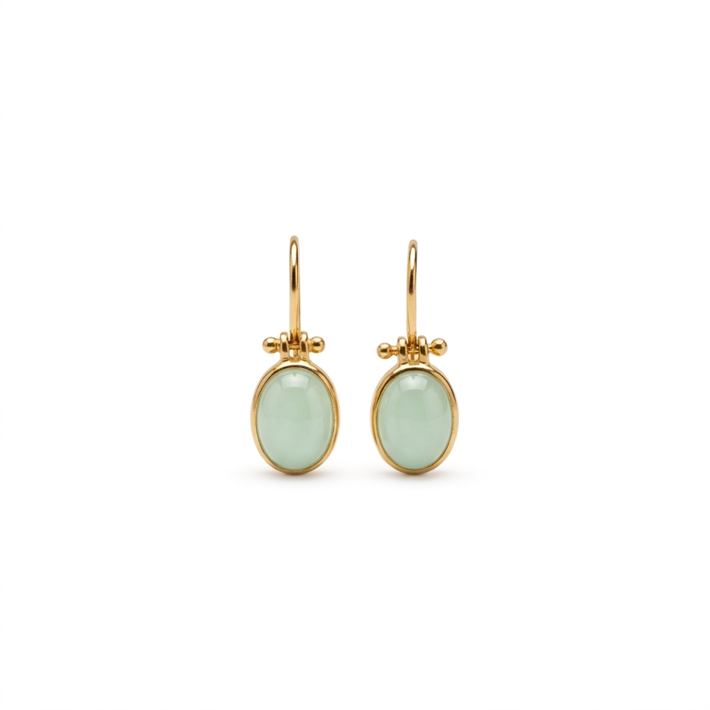 Vintage Style Green Moonstone Drop Earrings