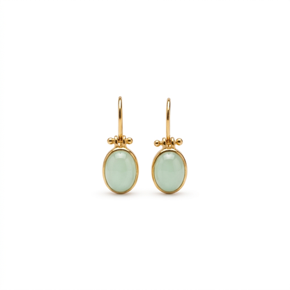 Vintage Style Green Moonstone Drop Earrings