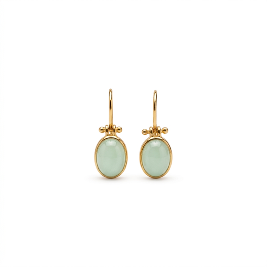 Vintage Style Green Moonstone Drop Earrings