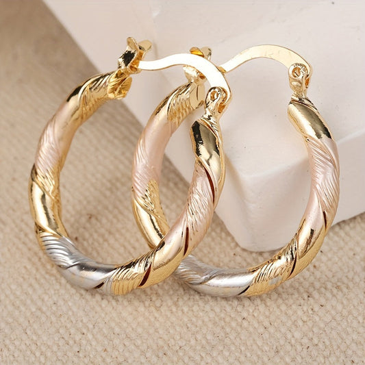 Tri-Color Twisted Hoop Earrings