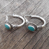 Vintage Style Turquoise Style Textured Hoop Earrings