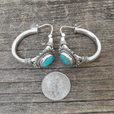 Vintage Style Turquoise Style Textured Hoop Earrings