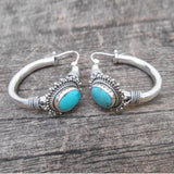 Vintage Style Turquoise Style Textured Hoop Earrings