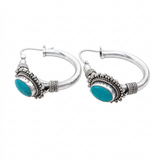 Vintage Style Turquoise Style Textured Hoop Earrings