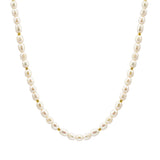 White Rice Pearl & Gold-Tone Bead Necklace