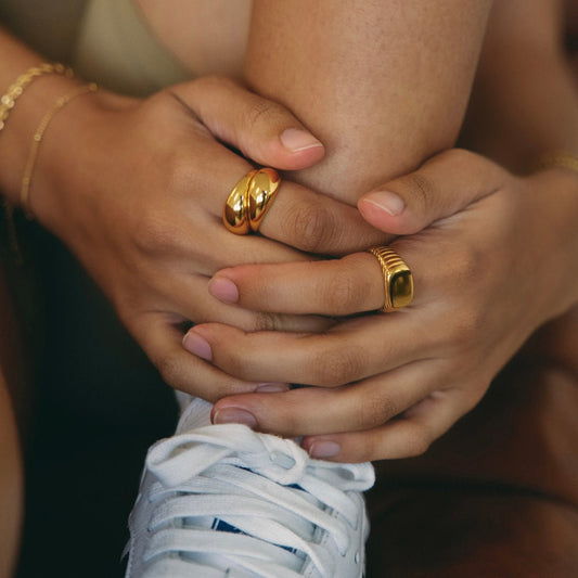XL Polished Gold-Tone Dome Statement Ring