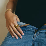 XL Polished Gold-Tone Dome Statement Ring